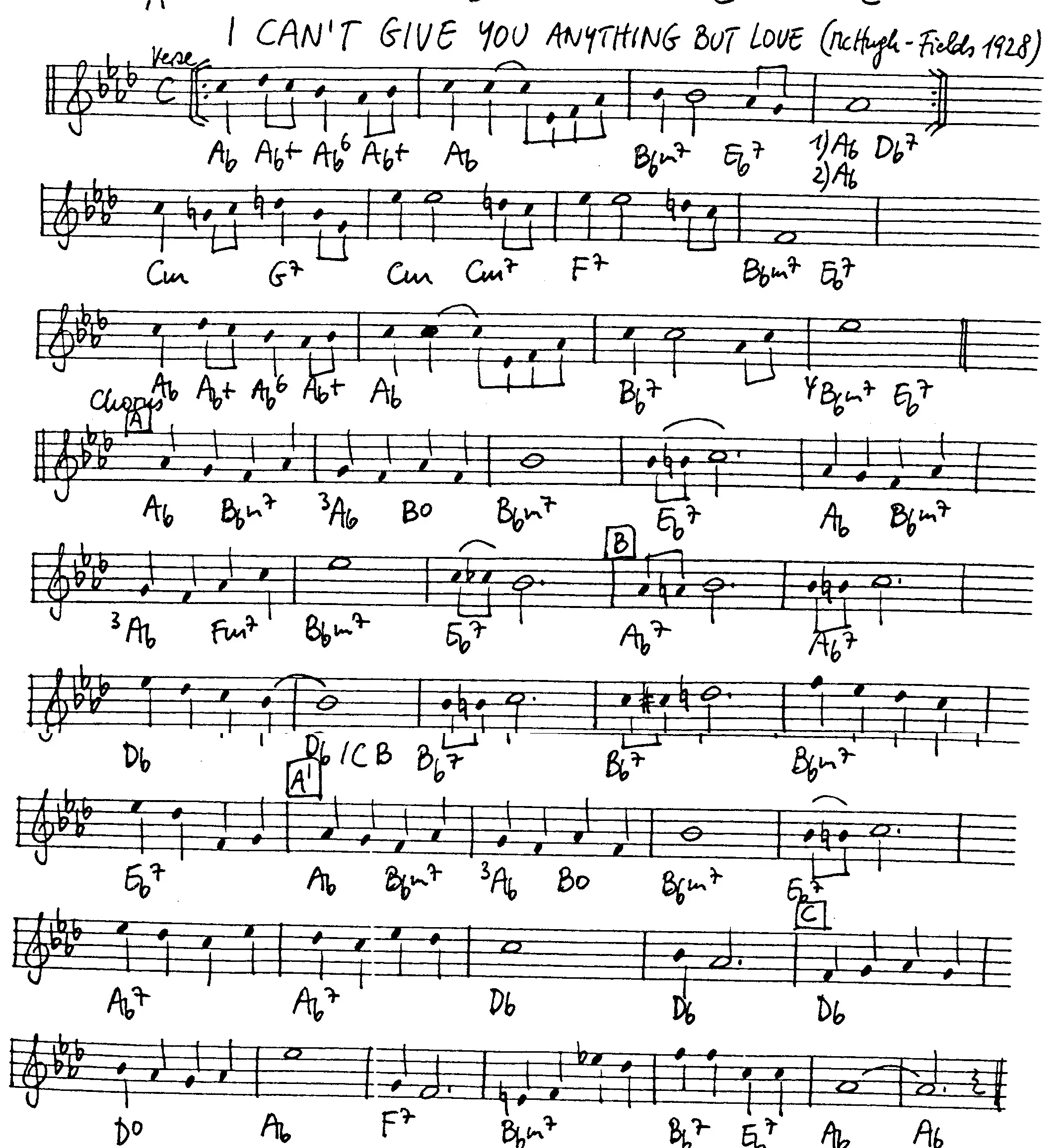i can't give you anything but love free jazz leadsheet - Courtesy of the Jungle Jazz Band